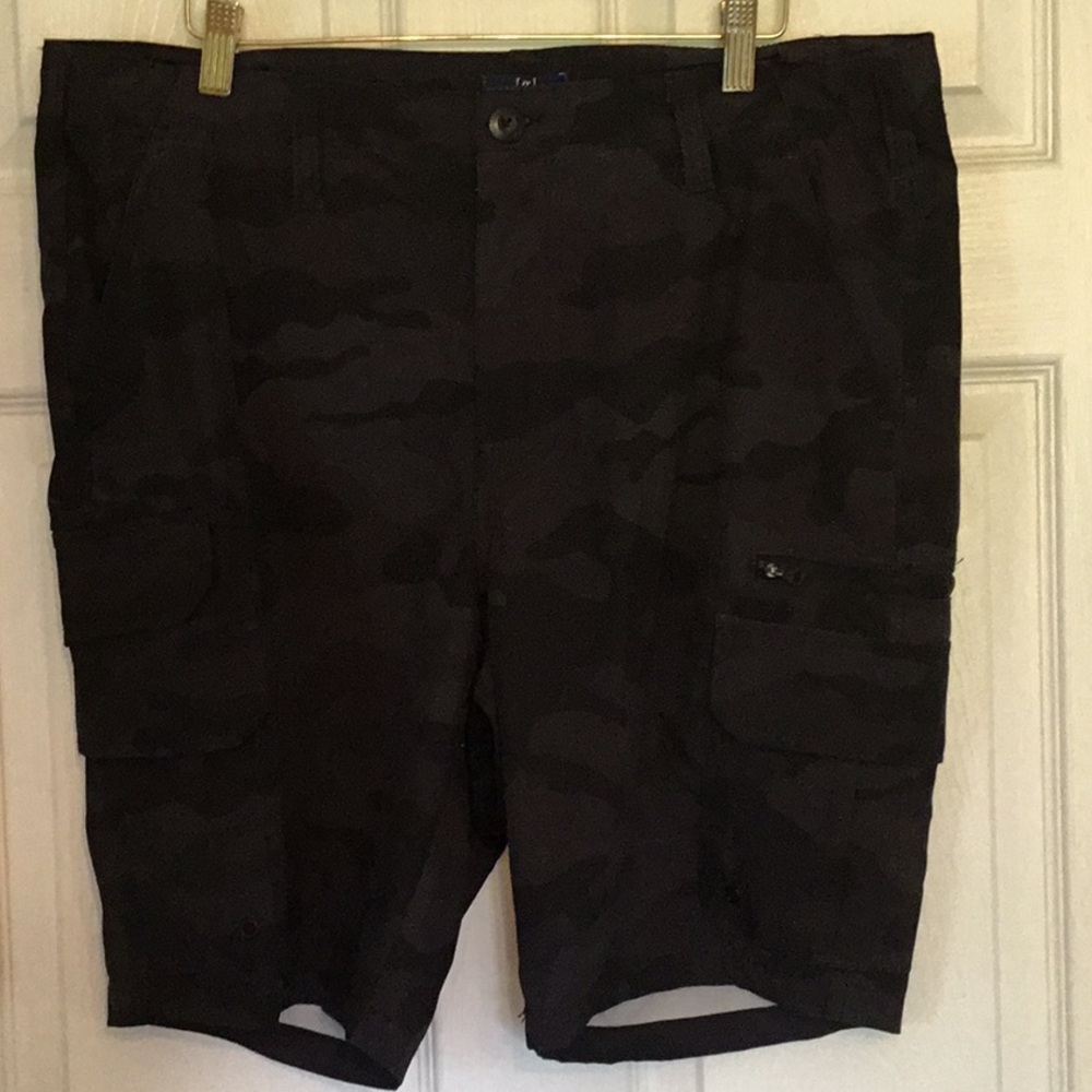 George Y2K Utility Gray/Black Camo Cargo Summer Shorts Size 34